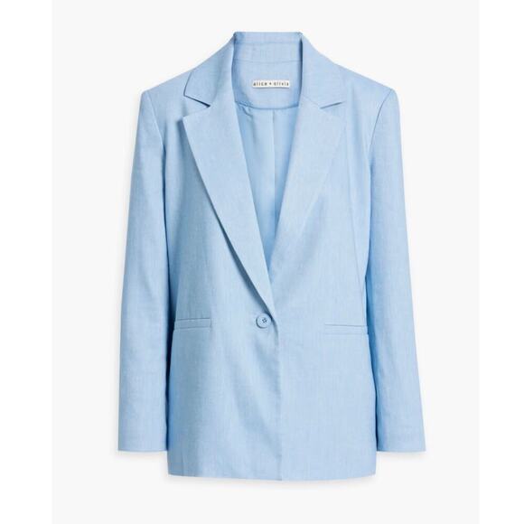 Alice + Olivia Denny Notch Collar Boyfriend Blazer In Chambray Oversized Size 0 - Picture 5 of 14